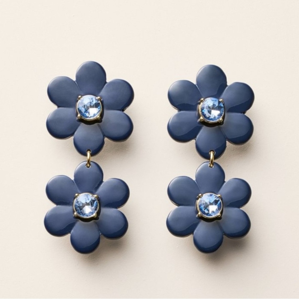 ♠️💙 kate spade X Target Floral Linear Earrings Blue * Limited Edition * - Picture 4 of 7